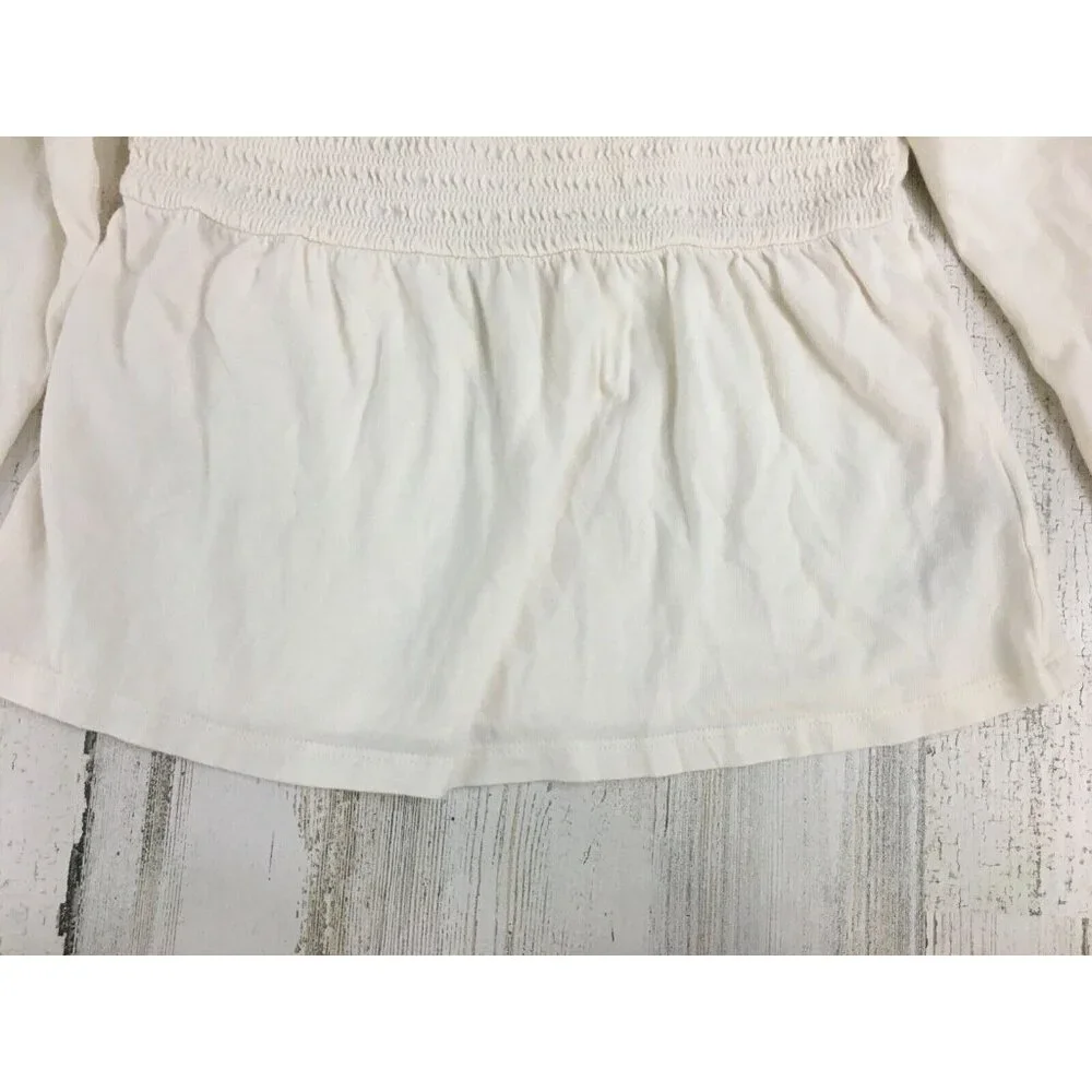 Gap Kids Sz S 6 7 Long Sleeve Smocked Shirt Cream
